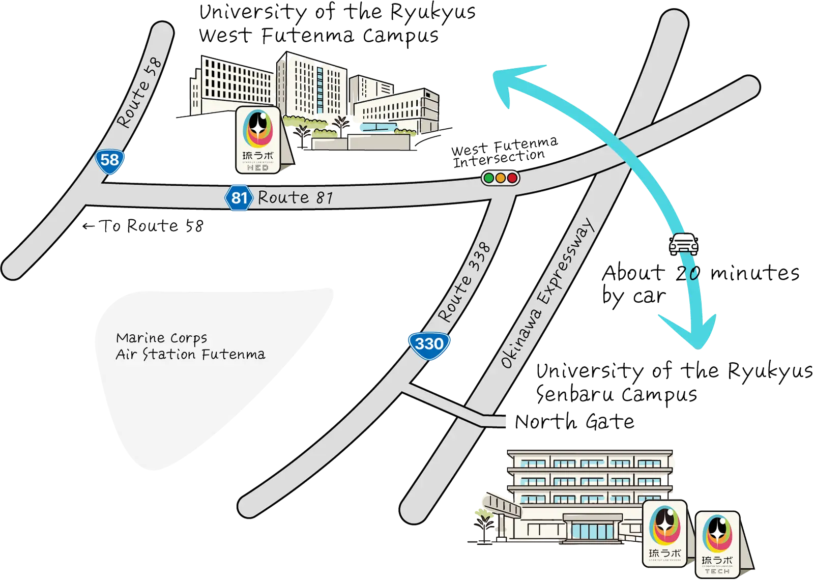 Access Map of Nishi-Futenma Campus